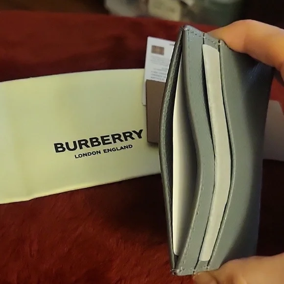 NEW Mens Burberry Sandon Business Grained Leather Card Case Wallet Storm Grey - Picture 4 of 5